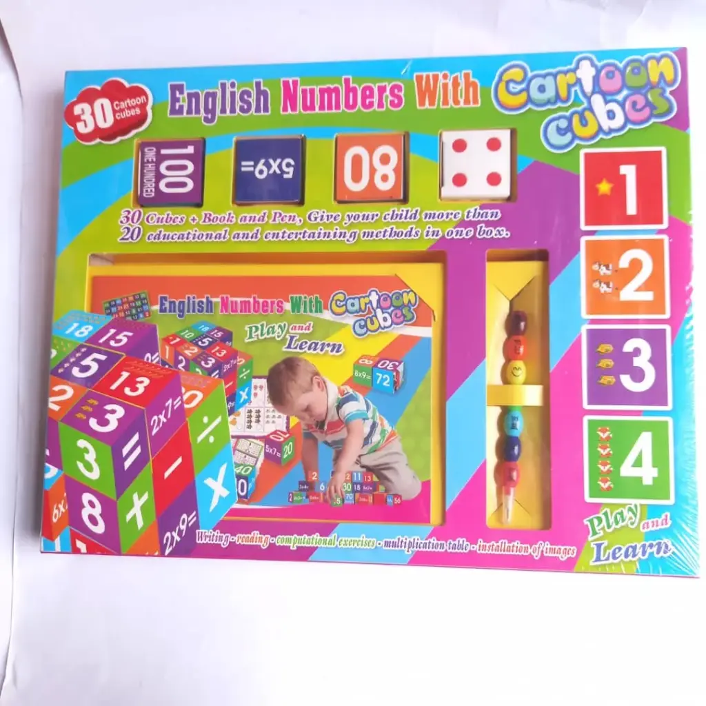 ENGLISH NUMBERS WITH CARTOON CUBES