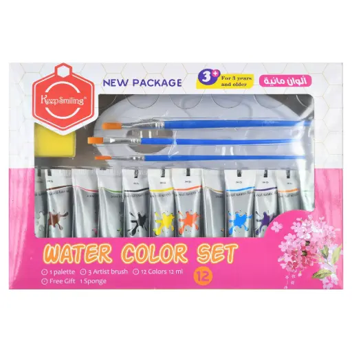 [HS-7012W] تلوين انابيب 12لون مع باليت + ريشة acrylic